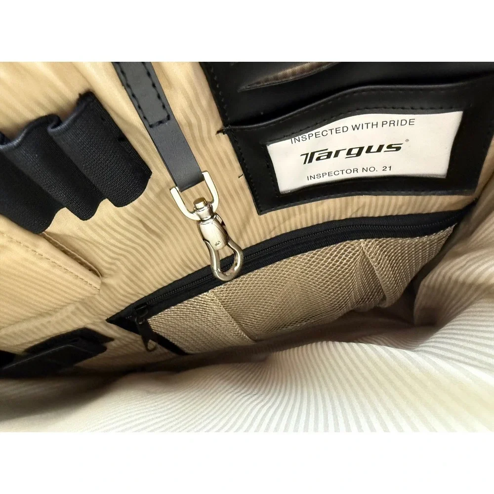 Targus Getta Women 15 Inch Laptop Backpack Black Tan Nylon Travel Bag New NWT